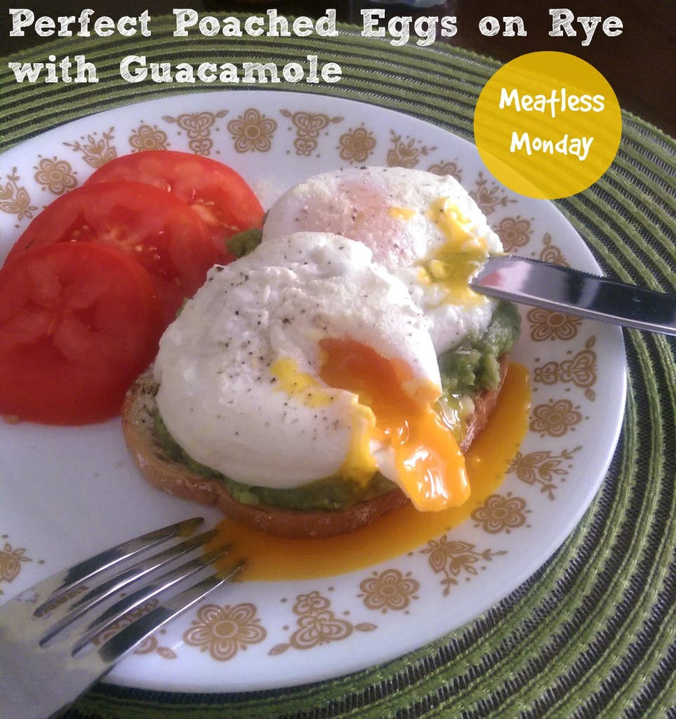 perfectly poached eggs on rye with guacamole: #meatlessmonday